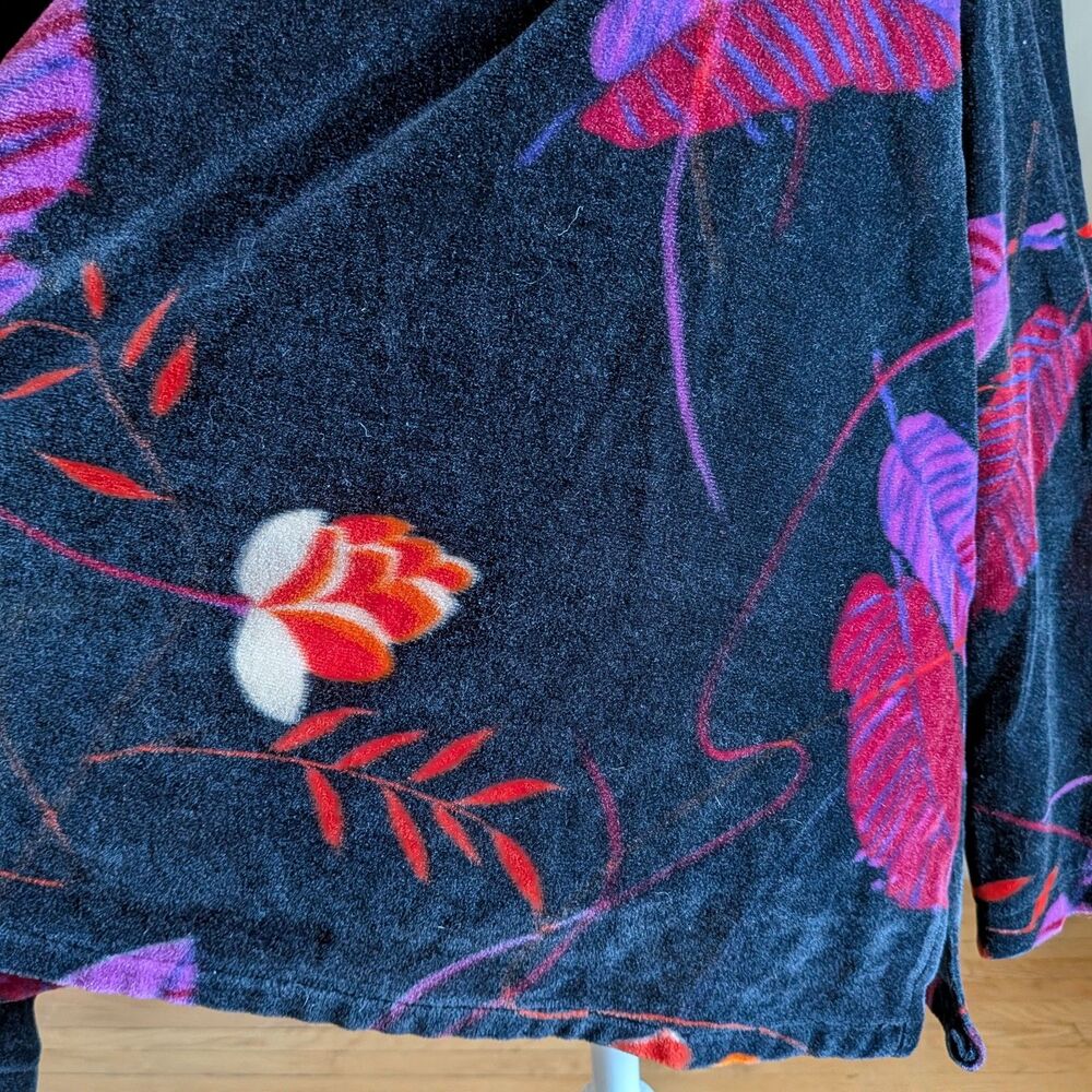 Vintage Ample Togs Floral Velour Top V-Neck Cozy Bright Winter Size XL - Picture 4 of 8